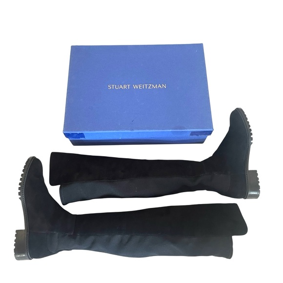 STUART WEITZMAN 5050 Black Suede Over-the-Knee Boots Lug Soles Size 9M - Picture 1 of 13
